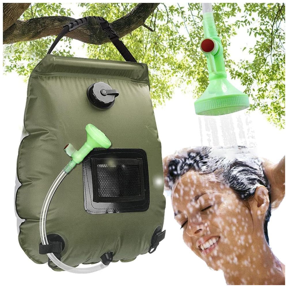 Chuveiro Portátil 20L com Bomba a Pressão e Mangueira para Acampamento, KIPIDA, Verde