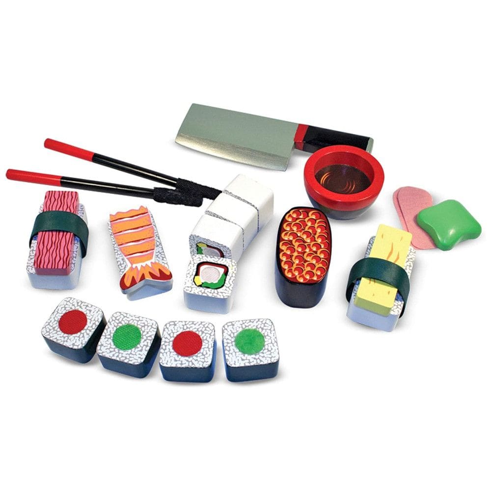 Kit de Sushi de Madeira para Brincar de Cozinha com 24 Peças para Crianças Acima de 3 Anos, Melissa & Doug