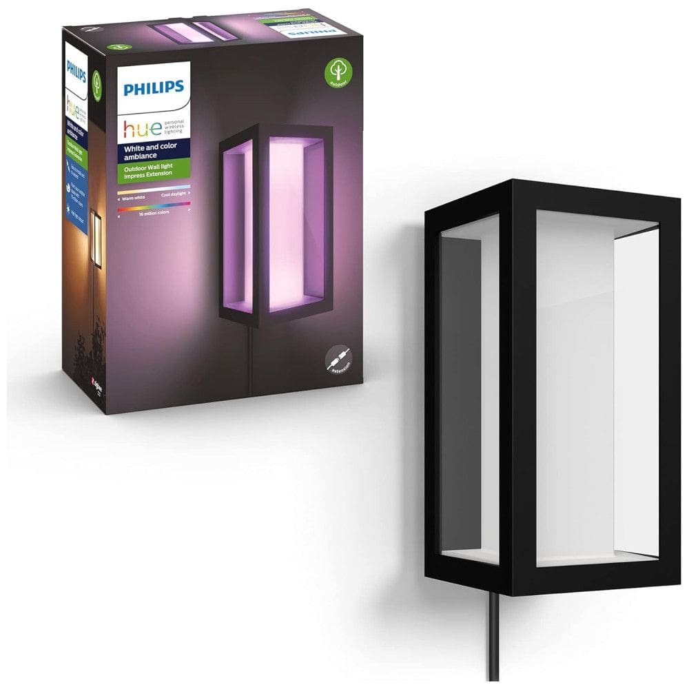 Arandela Luminária Inteligente Colorida Externa de Parede à prova dágua com Sensor, Base E27, 1 Unidade, PHILIPS HUE 1745930V7, Preto