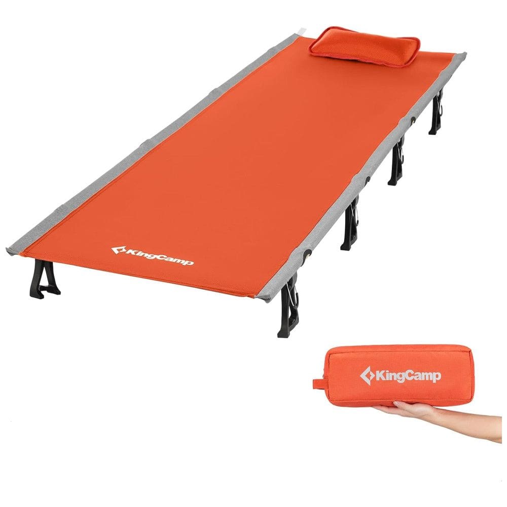 Cama Acampamento, Camping Dobrável Portátil, até 150 kg, KINGCAMP, Laranja