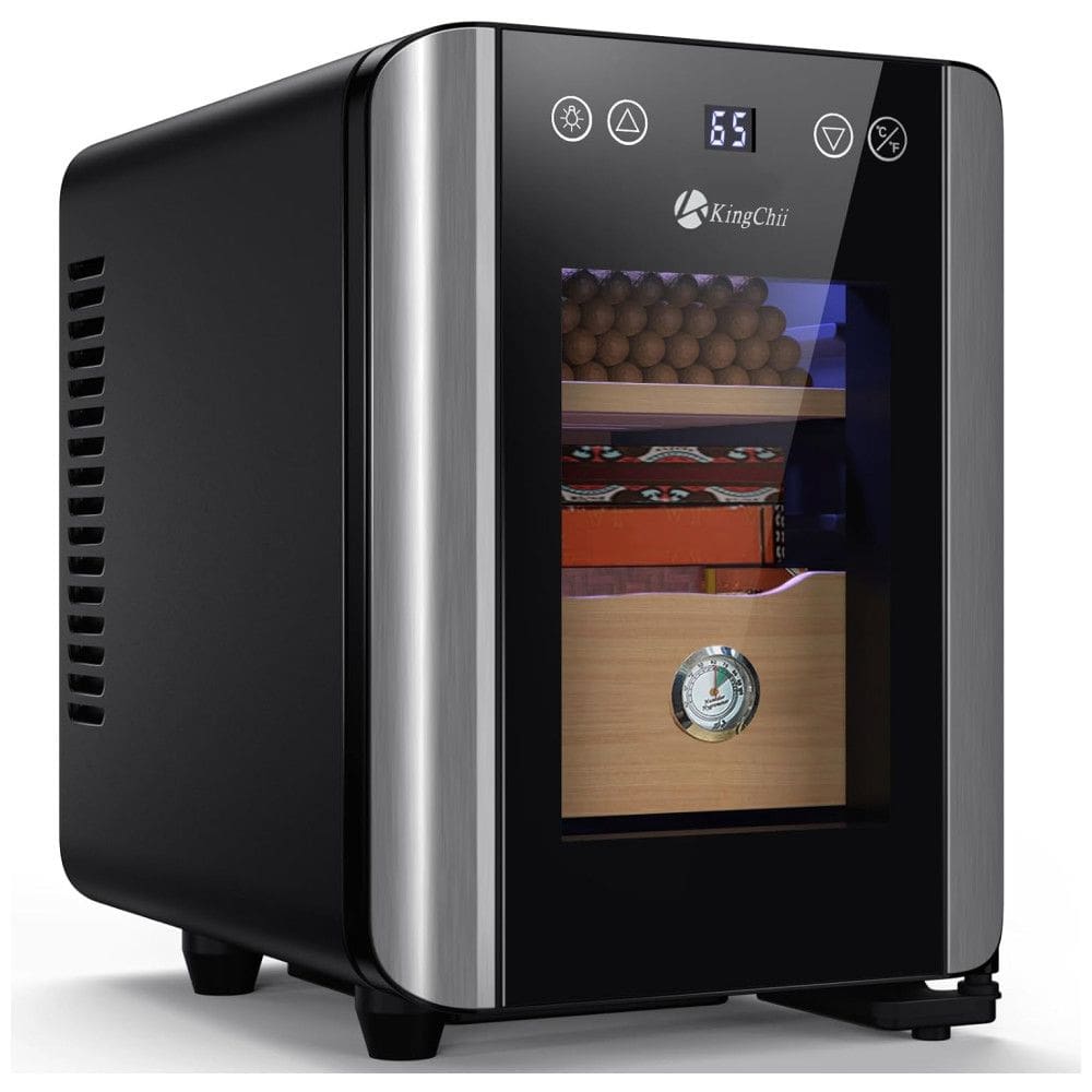 Umidor para Charutos Elétrico 8L até 80 Charutos, com Controle de Temperatura, Prateleiras em Madeira de Cedro Espanhol e Higrômetro, 110V