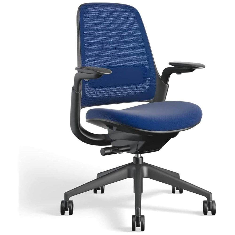 Cadeira de Escritório Ergonômica Giratória com Encosto Médio, STEELCASE 435A00, Azul