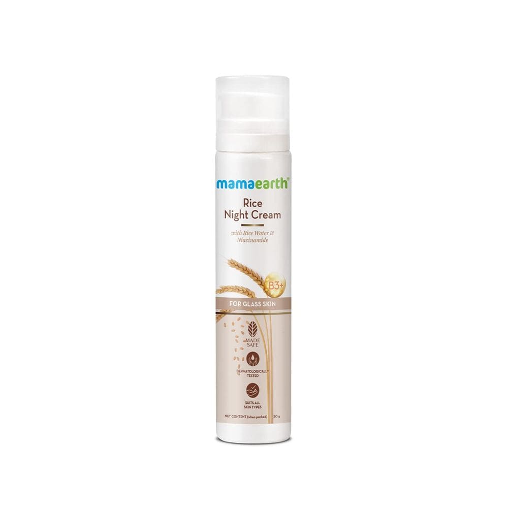 Creme de noite Mamaearth Rice Water com niacinamida 50g