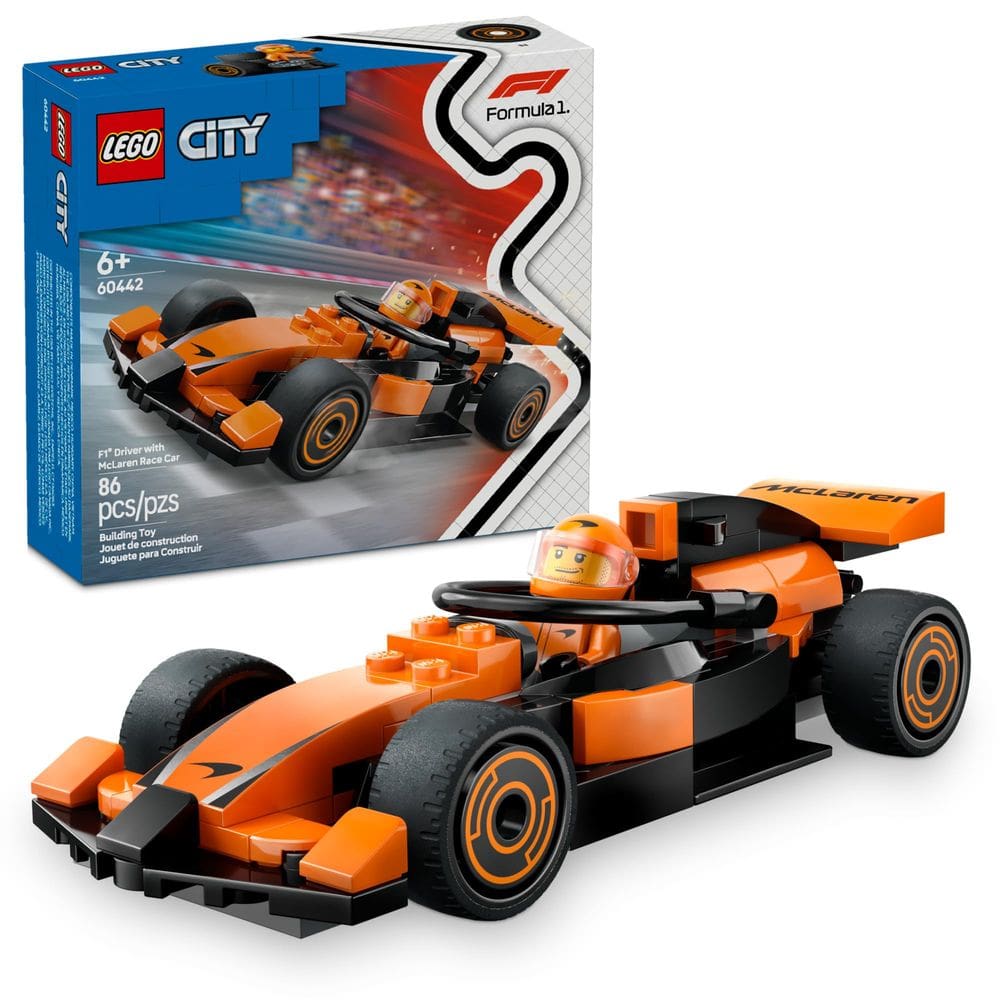 Kit de construção de brinquedos LEGO City F1 Driver com carro de corrida McLaren 60442