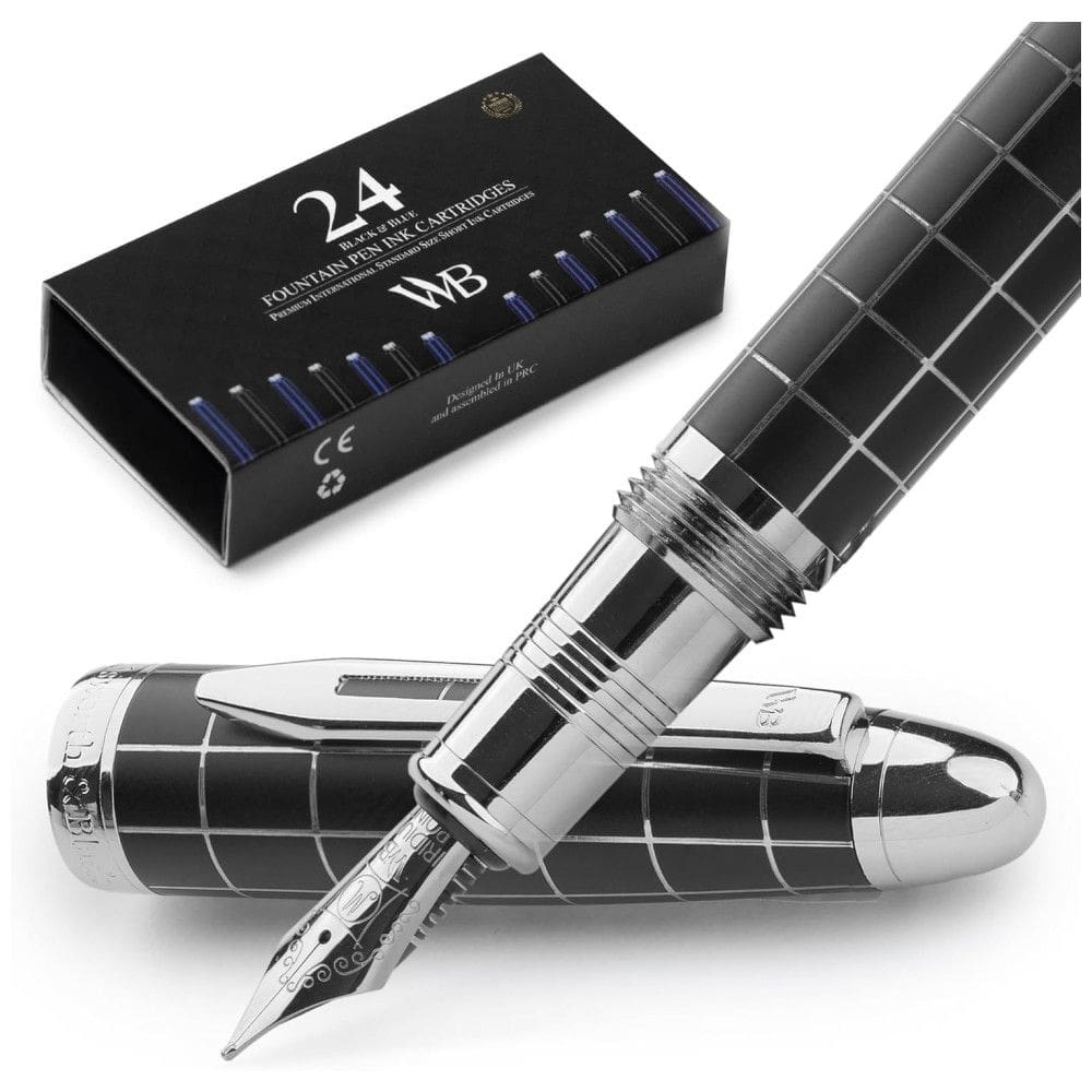 Caneta Tinteiro com Escrita Suave Ponta Média e Estojo, WORDSWORTH BLACK, Preto