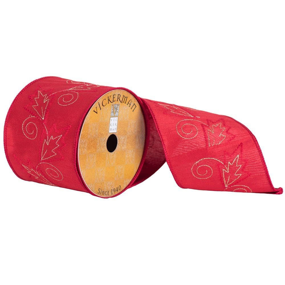 Fita decorativa Vickerman 10 jardas e 10 cm Red Swirl