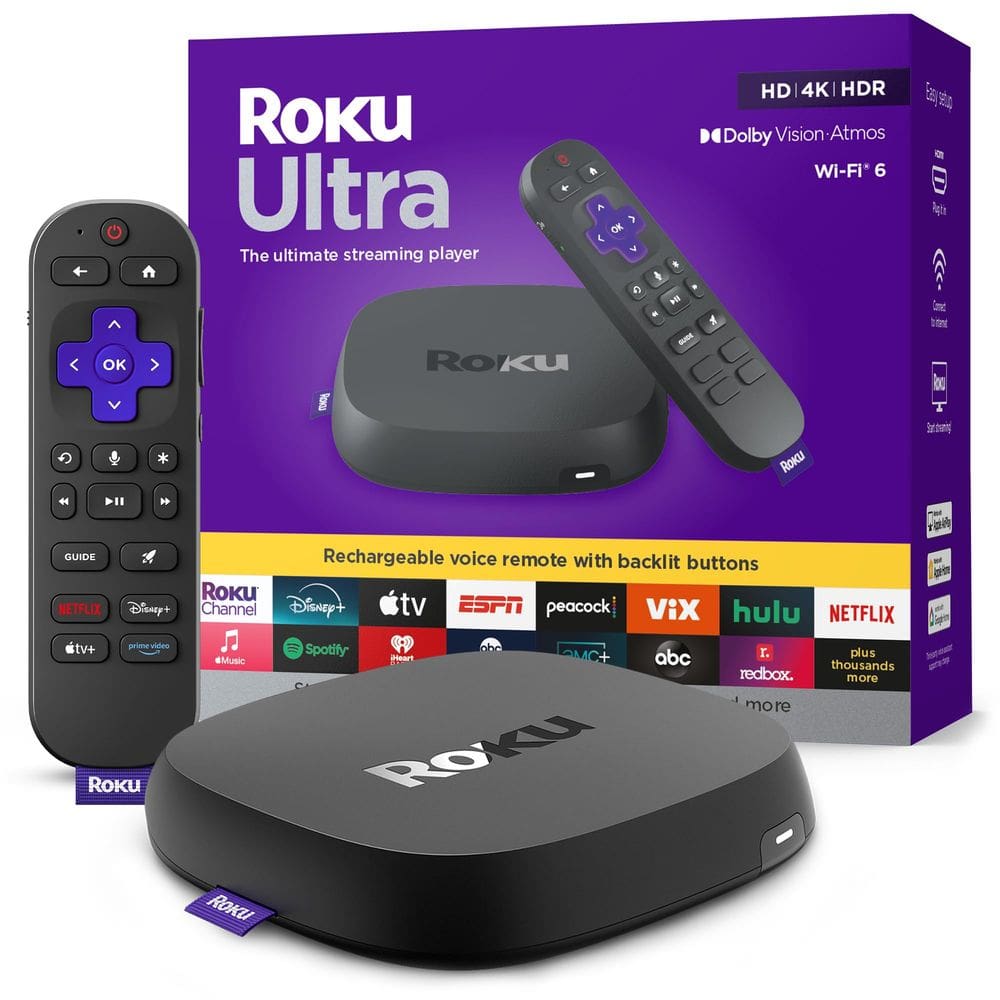 Reprodutor de streaming Roku Ultra 2024 4K com HDR10+, Dolby Vision
