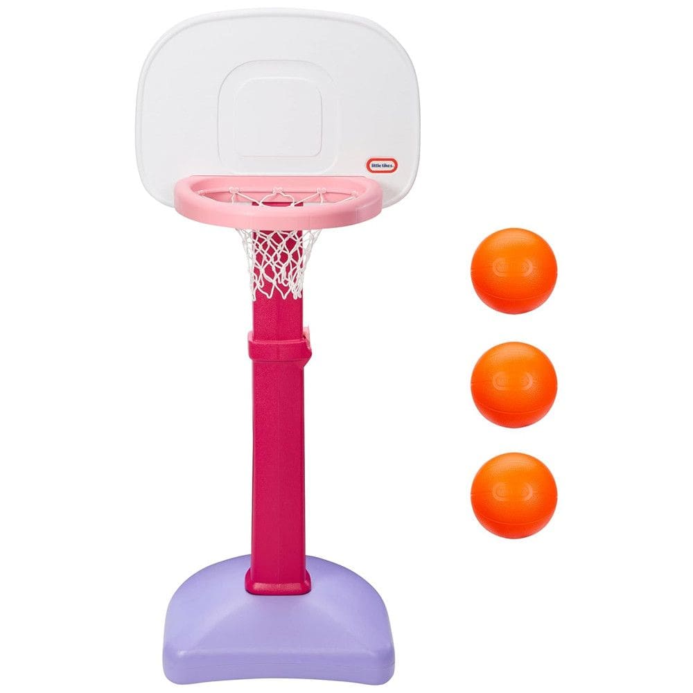 Conjunto de Basquete com Altura Ajustável e 3 Bolas, LITTLE TIKES 647444, Rosa