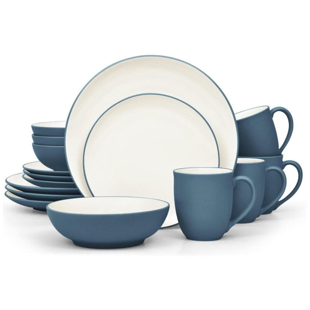 Aparelho de Jantar para Todas as Ocasiões com 16 Peças, Formato Redondo e Material de Cerâmica, Noritake, Azul