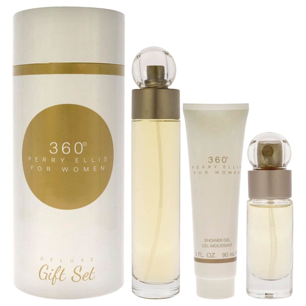 Perfume Perry Ellis 360 EDT, spray de 100 ml para mulheres, conjunto de presente, 3 unidades