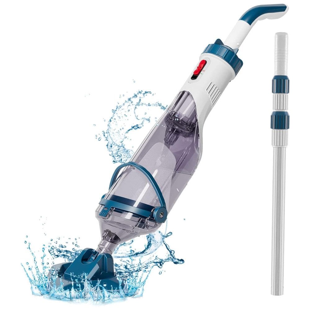 Aspirador de Piscina sem Fio, Recarregável com Autonomia da Bateria de 1H e Sucção Poderosa de até 70L, 110V, Enhulk, Branco e Azul