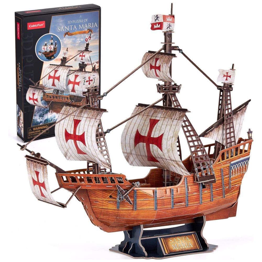 Quebra Cabeças 3D para Adultos, Tema Navio Espanhol Santa Maria com 204 Peças, CubicFun