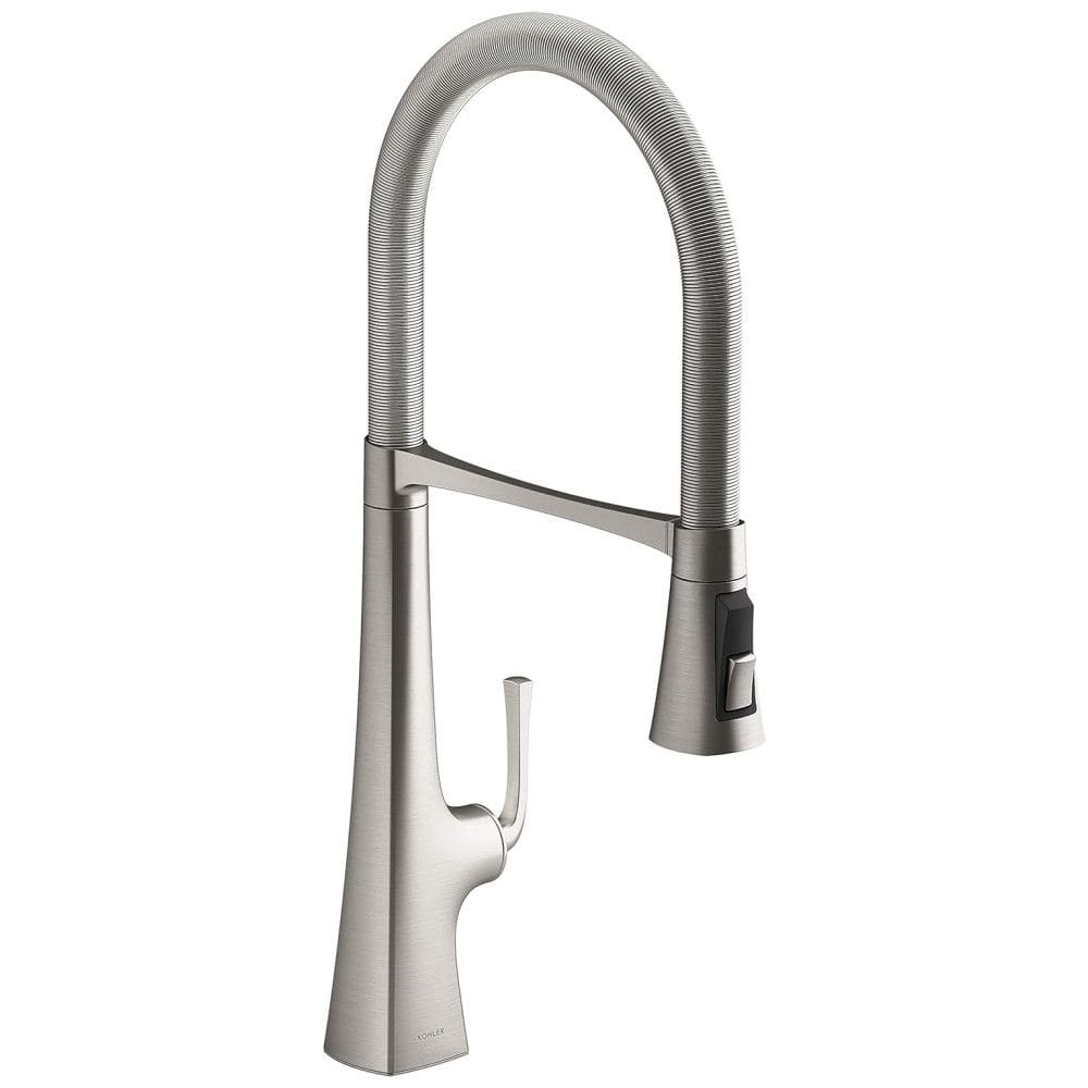 Torneira Cozinha Semi Profissional com Pulverizador Pull Down de 3 Funções, Kohler 22060-VS Graze, Inoxidável Vibrante