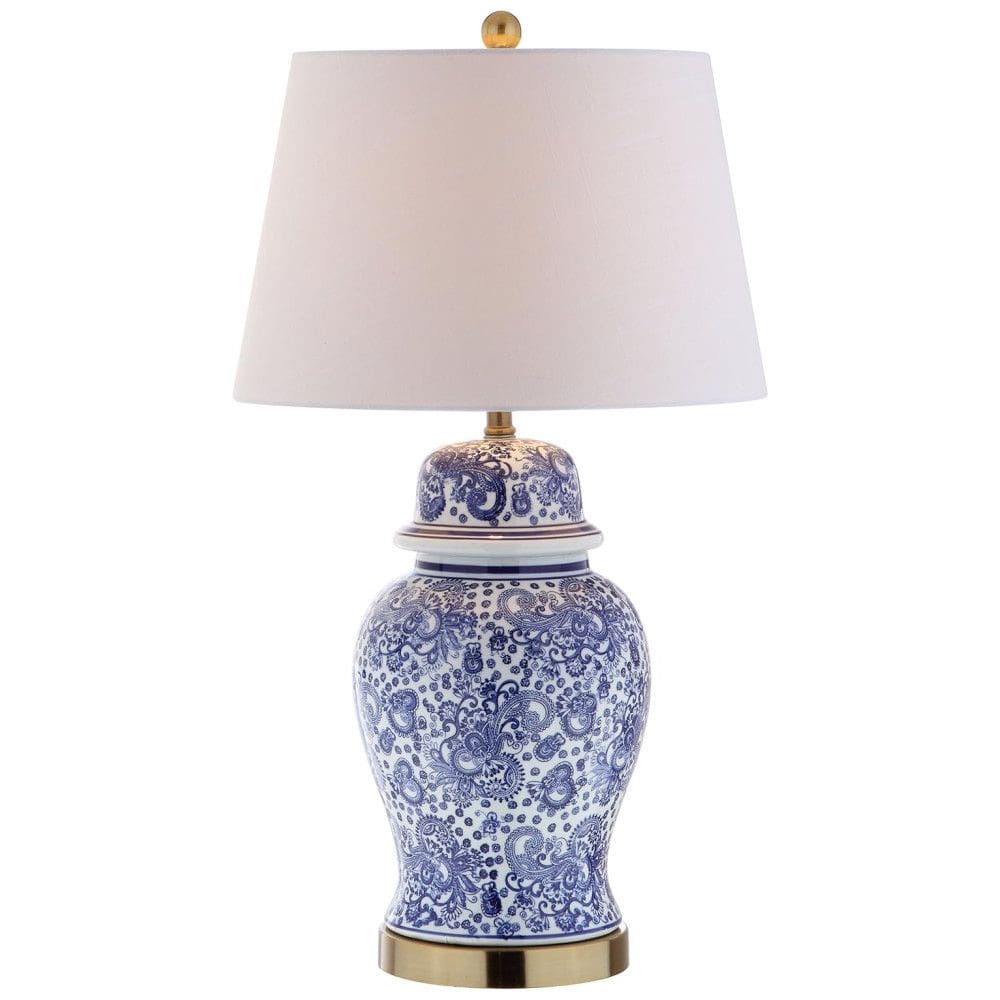 Abajur Luminária de Mesa em Cerâmica, Estilo Tradicional com 74 cm de Altura para Quarto, Sala de Estar e Escritório, 110V 100W, JONATHAN Y