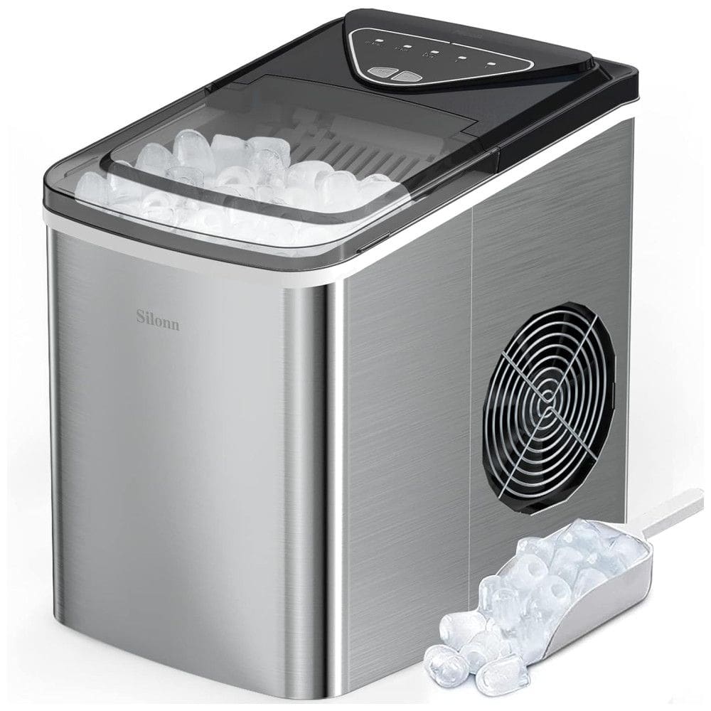 Silon Máquina de Gelo Automática, Aço Inoxidável com Painel de Controle, 110v, SILONN SLIM01, Prateado