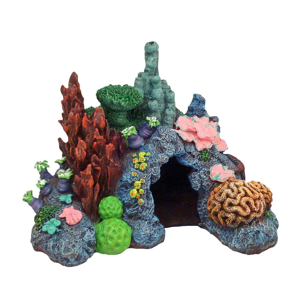 Escultura Blue Ribbon Caribbean Reef Aquarium Enfeite 19x14x14cm