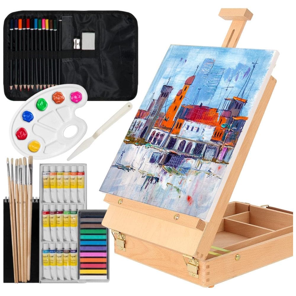 Kit de Pintura Conjunto Artístico com 45 Peças, Inclui 18 Tintas, KUYAL, Preto