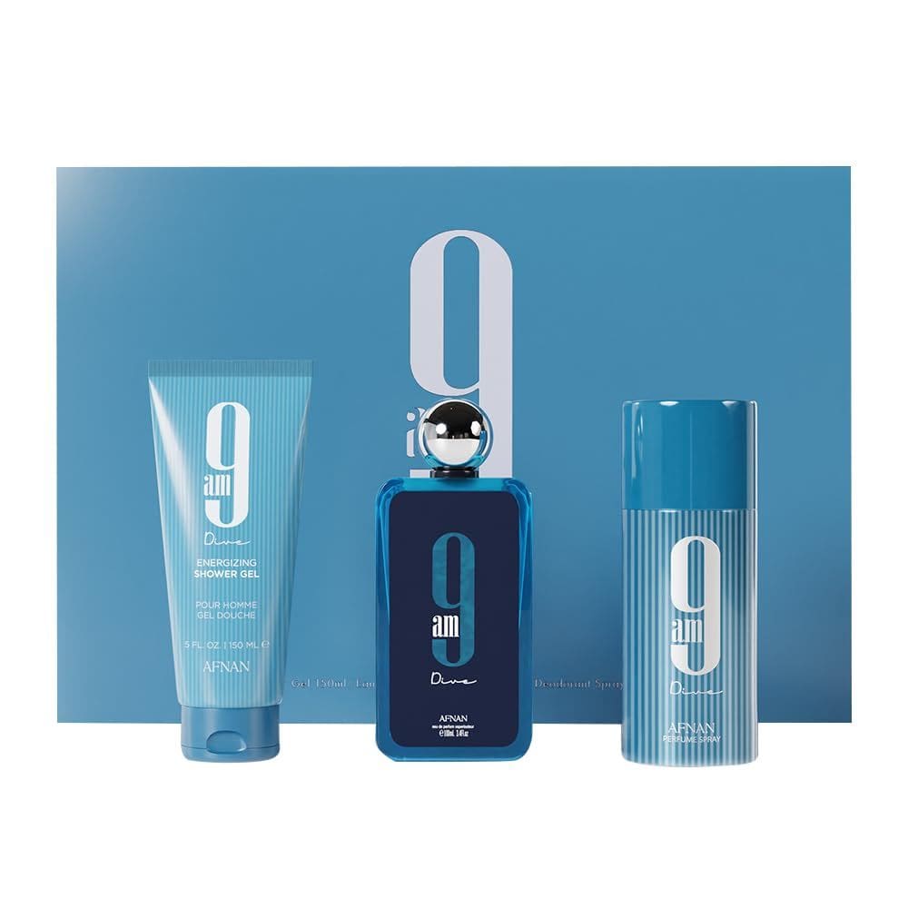 Conjunto de presentes Afnan 9 AM Dive Eau De Perfume 100mL + Desodorante 150mL