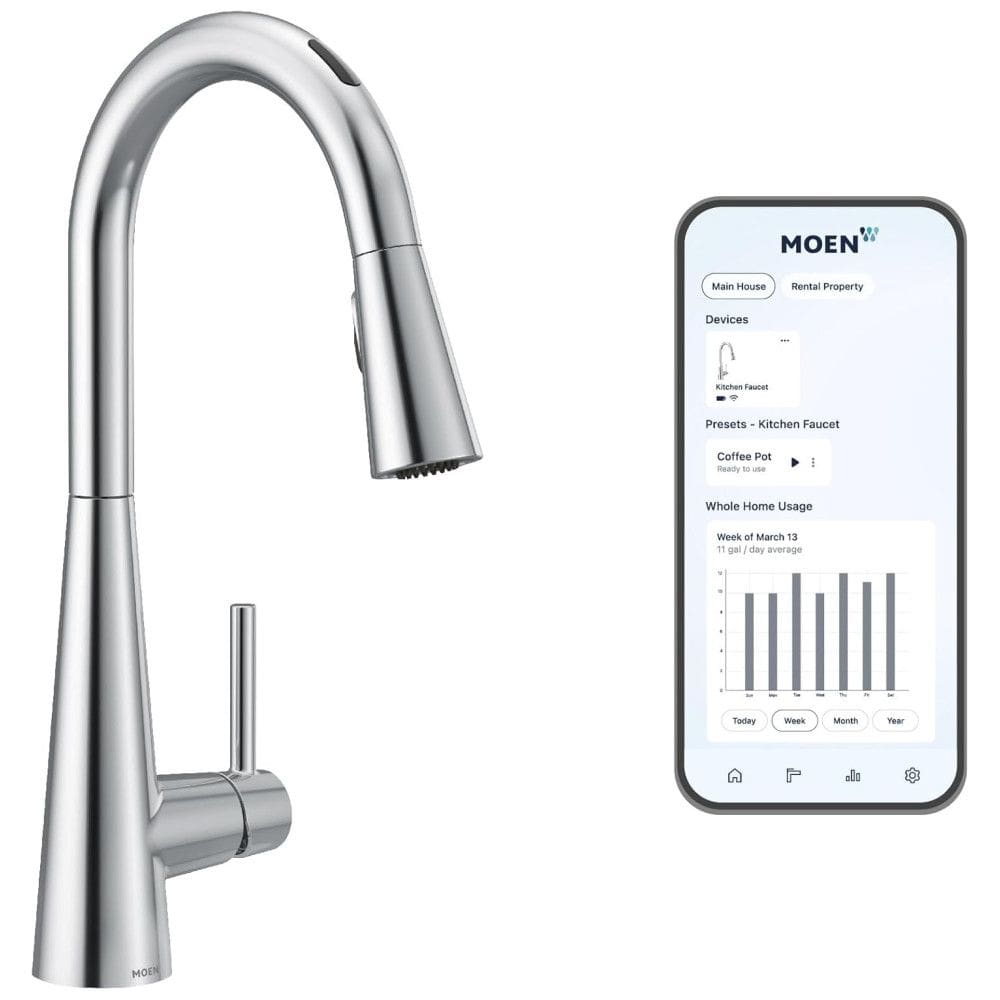 Torneira Cozinha Inteligente com Controle de Voz e Sensor de Movimento, Moen Sleek 7864EVC, Cromada