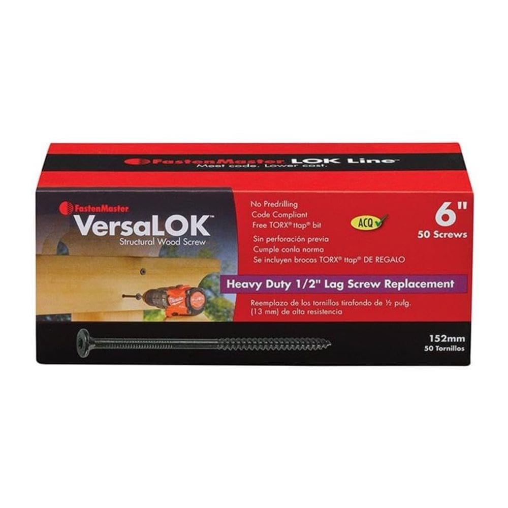 Parafuso de madeira Fastenmaster VersaLok 6 Structural Flathead (50)
