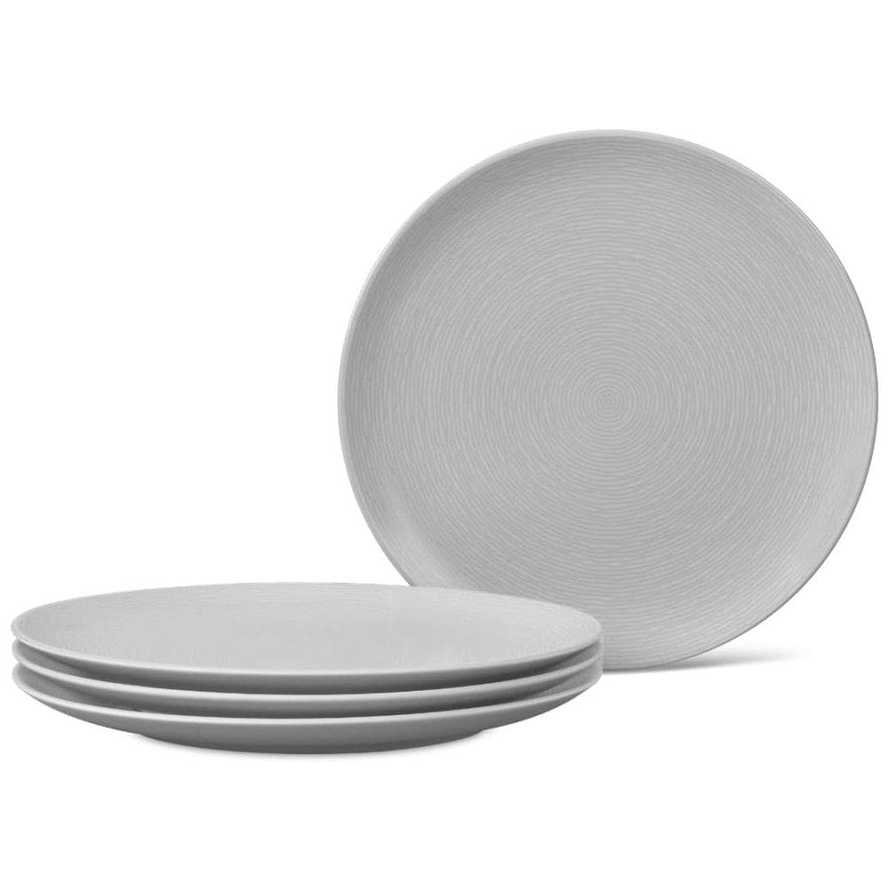 Conjunto de Pratos para Salada e Sobremesa com 4 Peças, Formato Redondo, Material de Porcelana e Designer Moderno, Noritake 4390-405D, Cinza