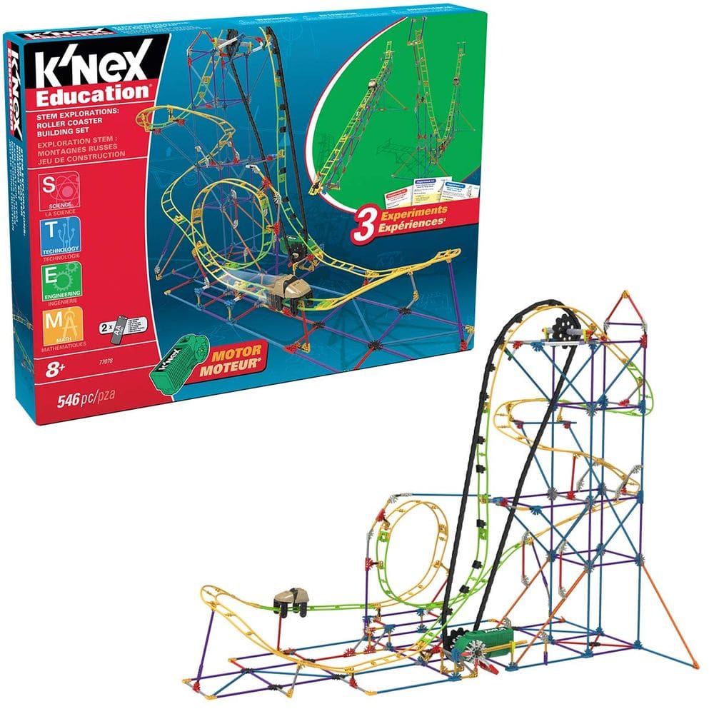 Conjunto de construção para montanha-russa K`NEX Education STEM 546 peças