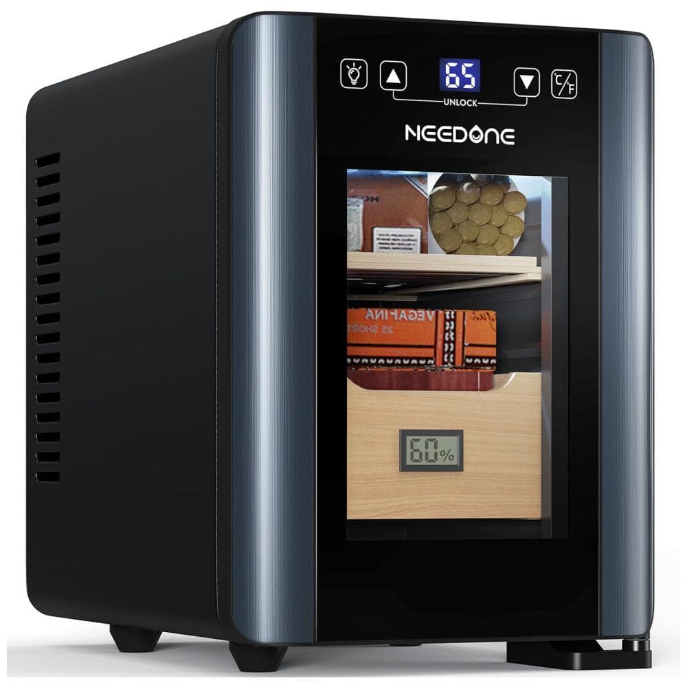Umidor para Charutos Elétrico 8L com Controle de Temperatura e Sistema Silencioso de Refrigeração, 110V, NEEDONE NO-8-CH2, Preto