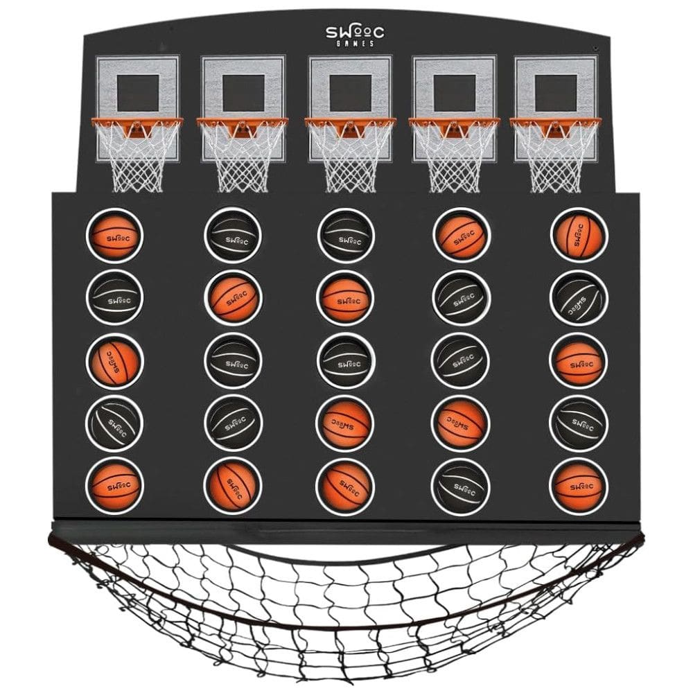 Mini Jogo de Basquete com 5 Cestas, Montada na Parede para Escritórios, SWOOC Games