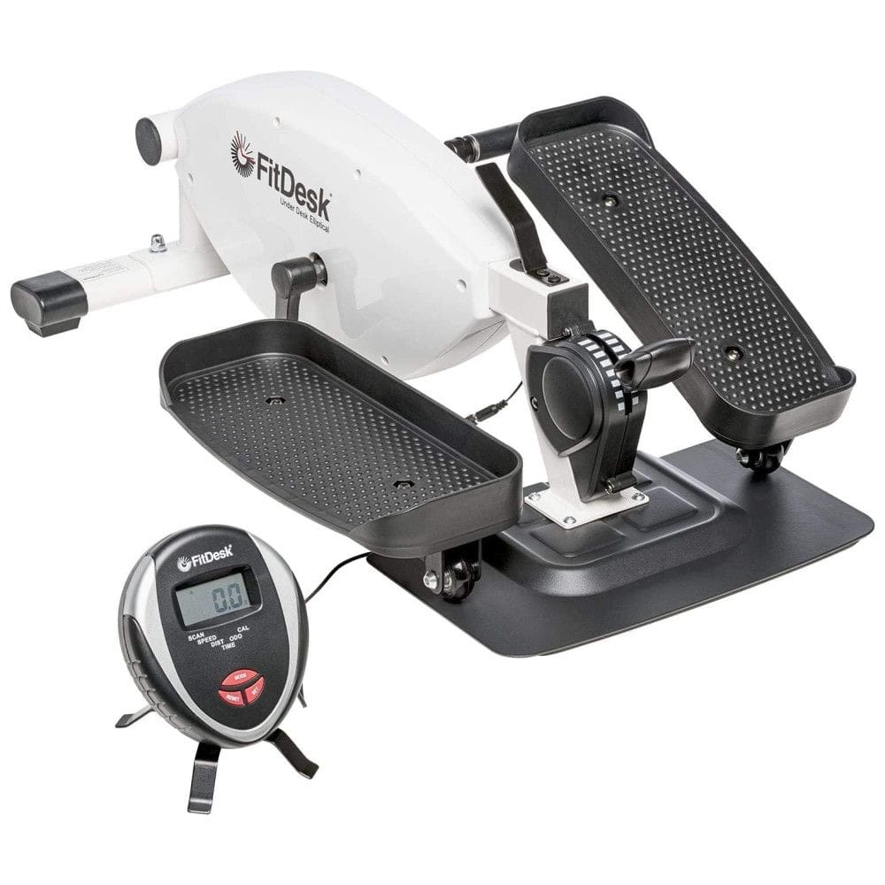 Mini Bicicleta Ergométrica Ideal Para Idosos e Treino de Braço, Perna com Painel Digital e 8 Níveis de Resistência, FITDESK, Branco