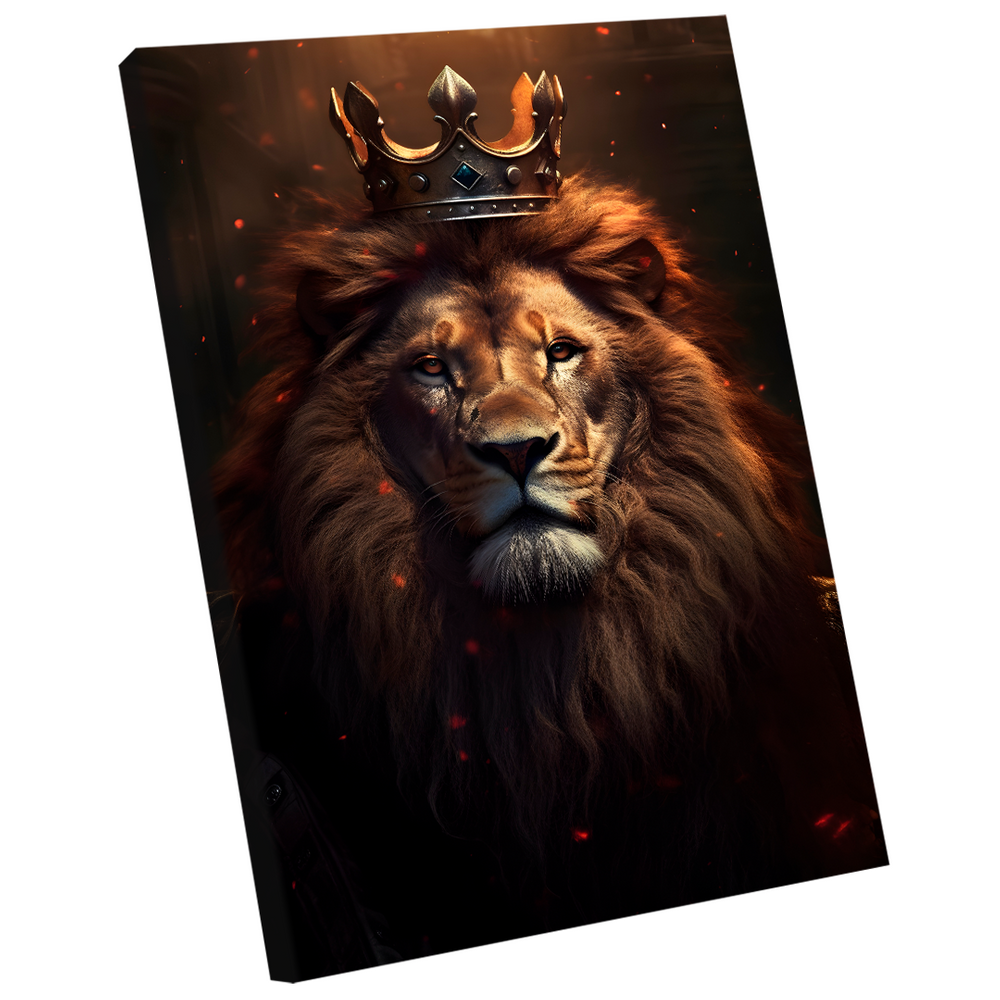 Quadro Decorativo Leão com a Coroa de Rei
