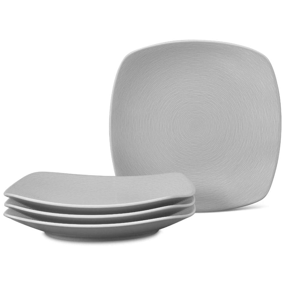 Conjunto de Pratos para Salada e Sobremesa com 4 Peças, Formato Quadrado, Material de Porcelana e Designer Moderno, Noritake 4390-588D