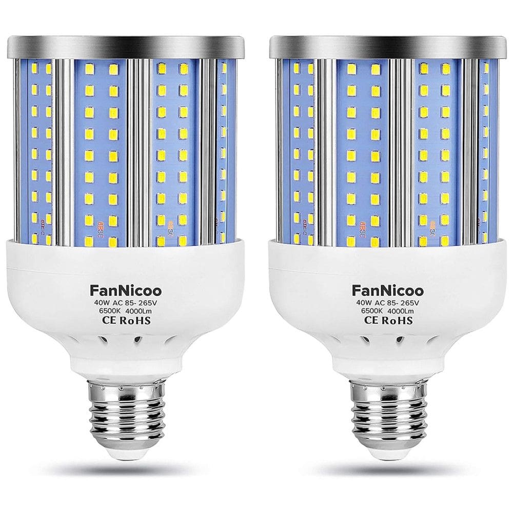 Lâmpada LED 280W 4000 Lumens 6500K Branca com Base E26, E27, 2 Unidades, FANNICOO, Branco