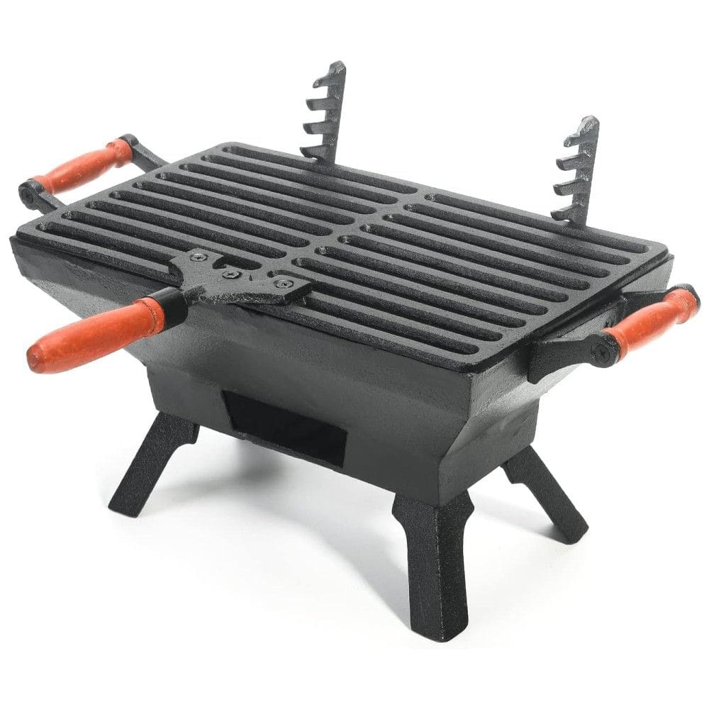 Mini Churrasqueira a Carvão Portátil de Ferro Fundido Serve 2 Porções, SUNGMOR, Preto