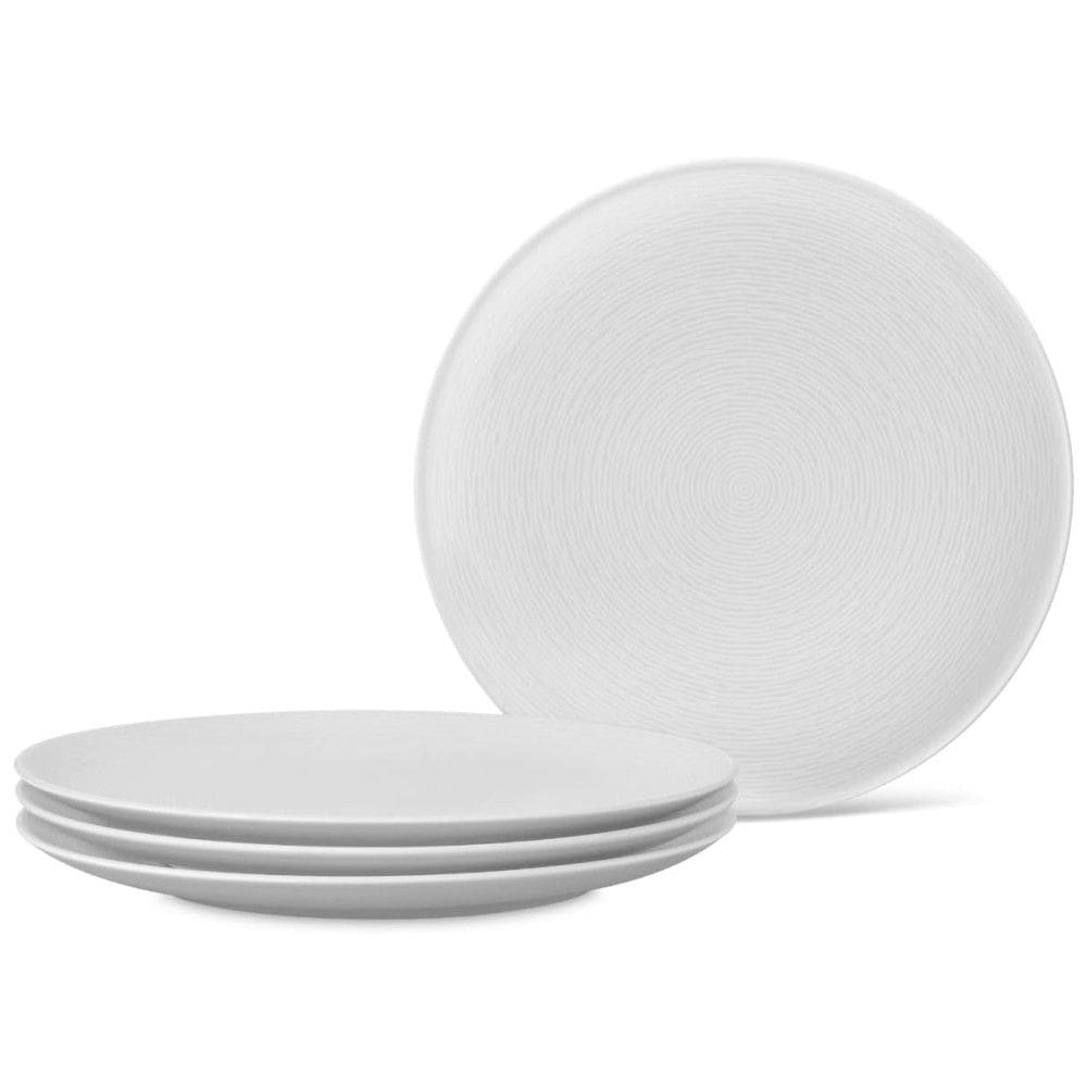 Conjunto de Pratos para Jantar com 4 Peças, Formato Redondo, Material de Porcelana e Designer em Círculos Concêntricos em Espiral