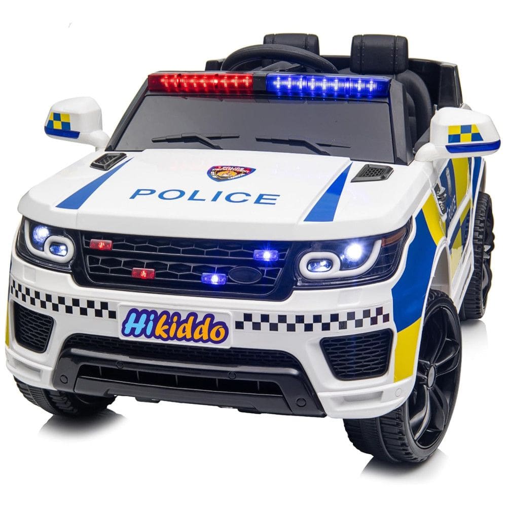 Carro Elétrico Infantil de Polícia com Controle Remoto, 3 Velocidades, Cintos de Segurança Ajustáveis, Sirenes, Alto-Falantes e Luzes