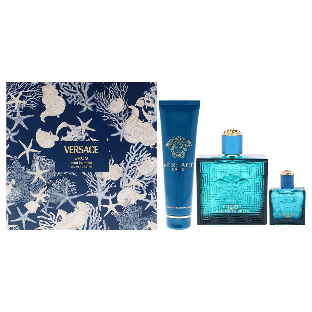 Conjunto de presente de 3 peças Perfume Versace Eros para homens