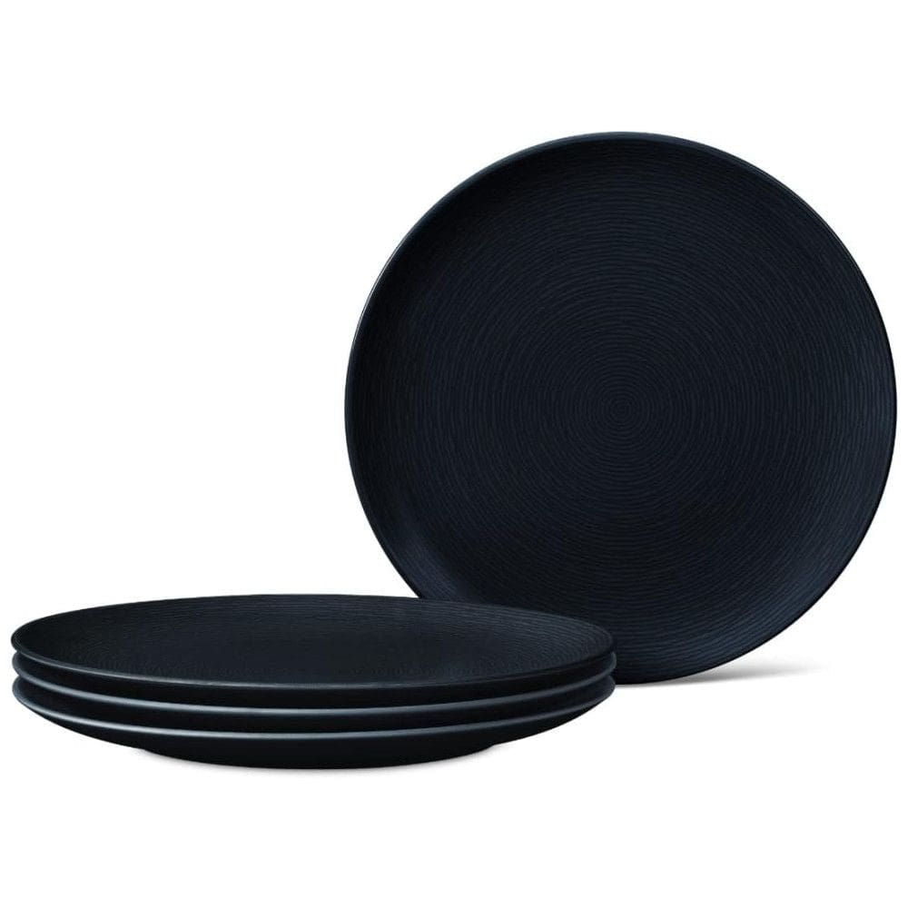 Conjunto de Pratos Coupe para Salada e Sobremesa com 4 Peças, Formato Redondo, Material de Porcelana e Designer Moderno