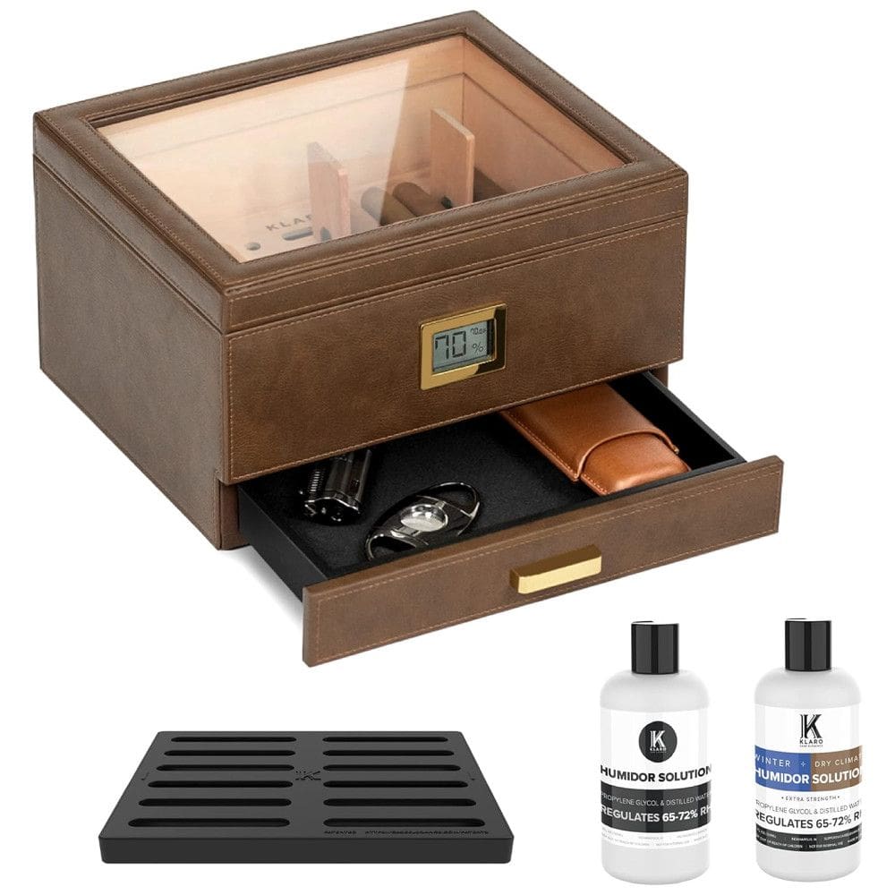 Umidor de Charutos Belmont da CASE ELEGANCE com Sistema Prático de Umidificação, Cedro Resistente, Medidor de Umidade Digital