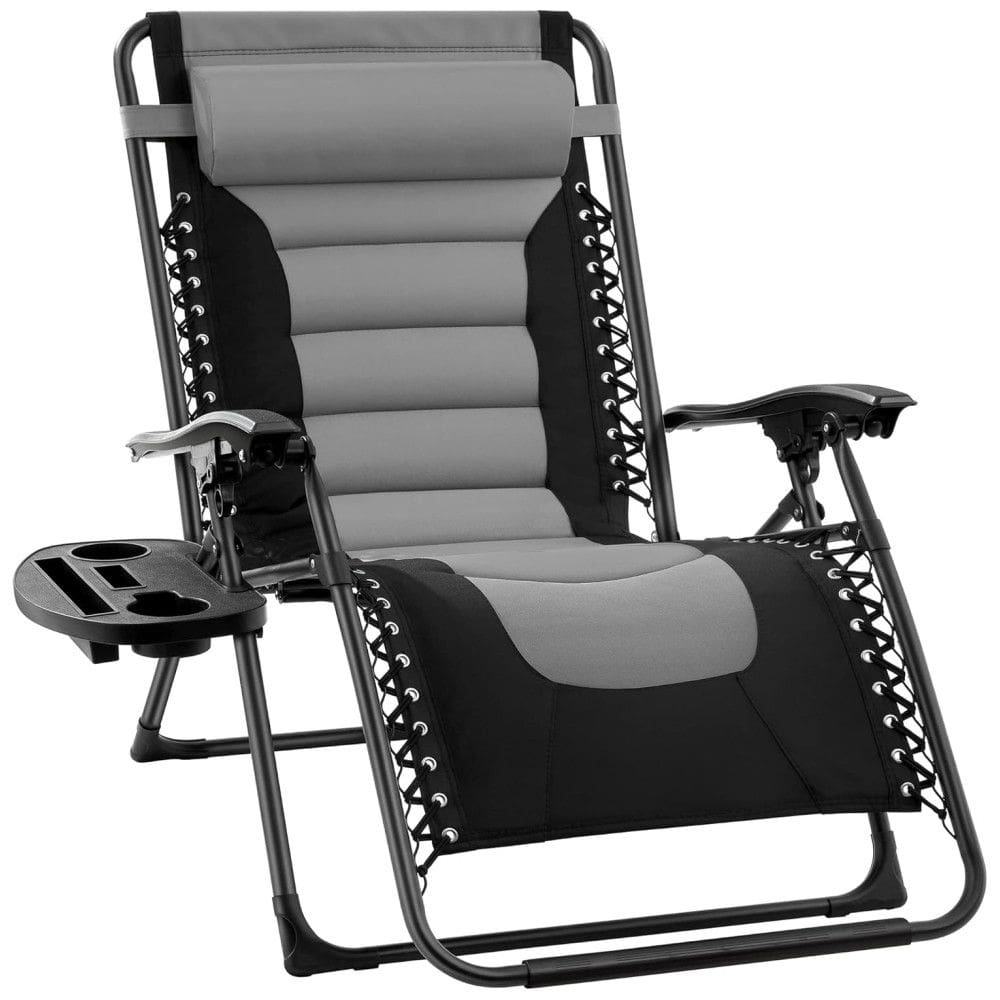 Cadeira Reclinável Ajustável Gravidade Zero com Apoio de Cabeça e Porta Copos, BEST CHOICE PRODUCTS, Cinza