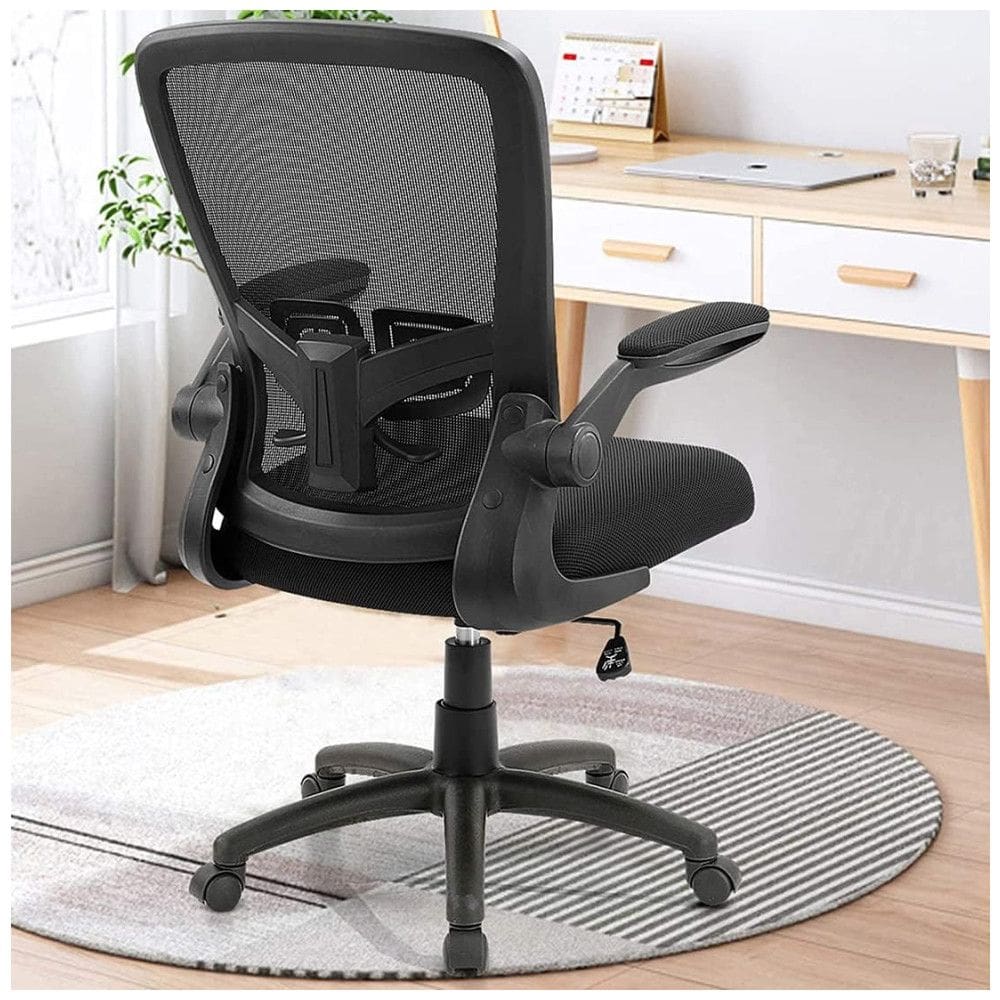 Cadeira de Escritório Ergonômica Giratória com Suporte Lombar e Altura Ajustáveis, ANACCI, Preto