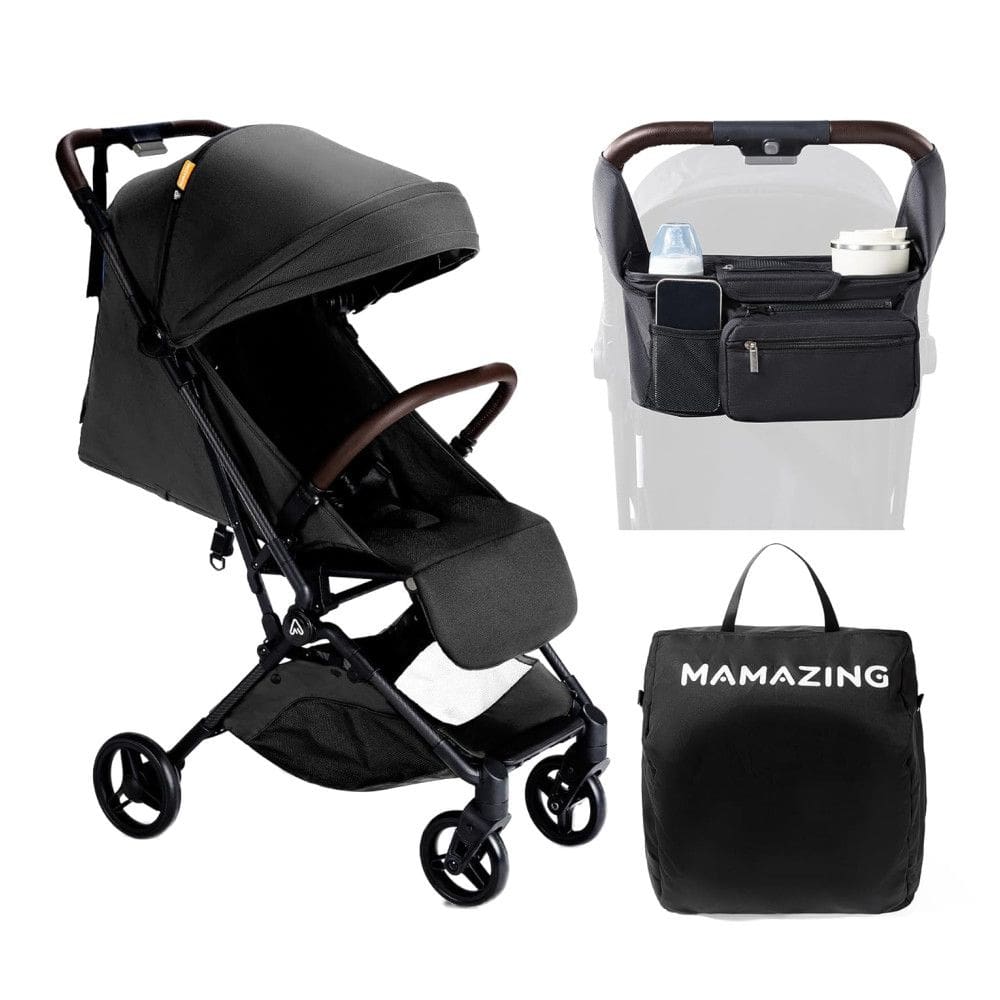 Carrinho de Bebê de Viagem Ultraleve com Organizador e Almofada - Premiado Ouro por Mães, Compacto Avião, Dobrável,MAMAZING