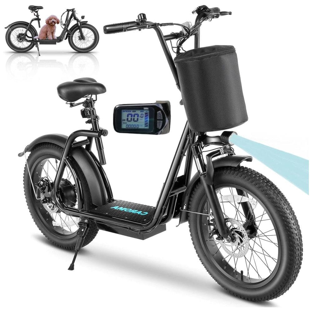 Scooter Elétrica para Adultos até 136 kg, Velocidade Máxima de 32 km/h e Alcance de 48 km com Tela de LCD, Assento Ajustável e Cesta