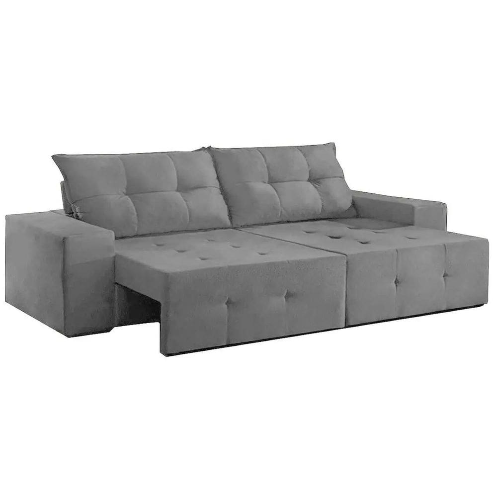 Sofá Espanha 2 Lugares Retrátil 150cm Tecido Suede Cor Cinza