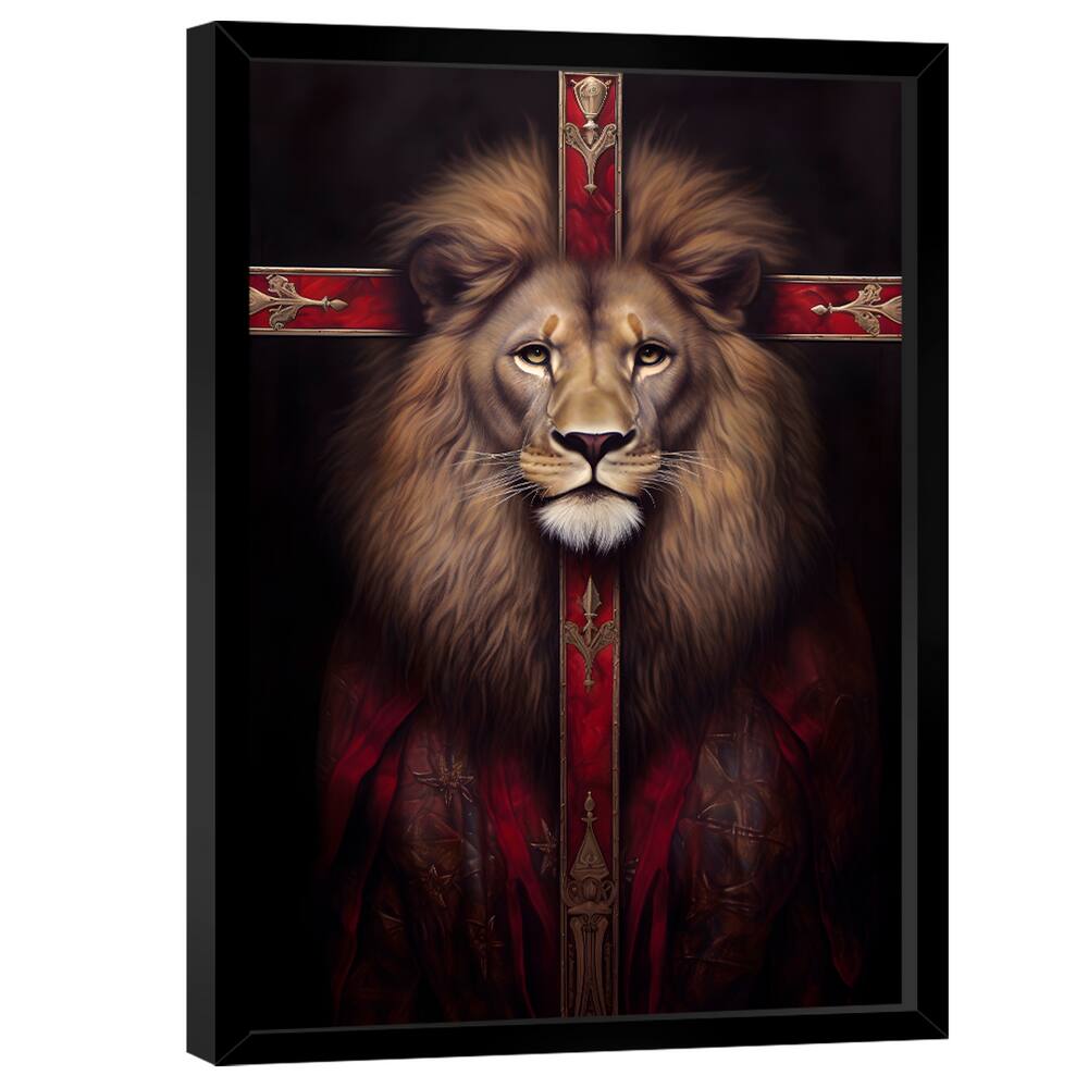Quadro Decorativo Leão Cruz Vermelha