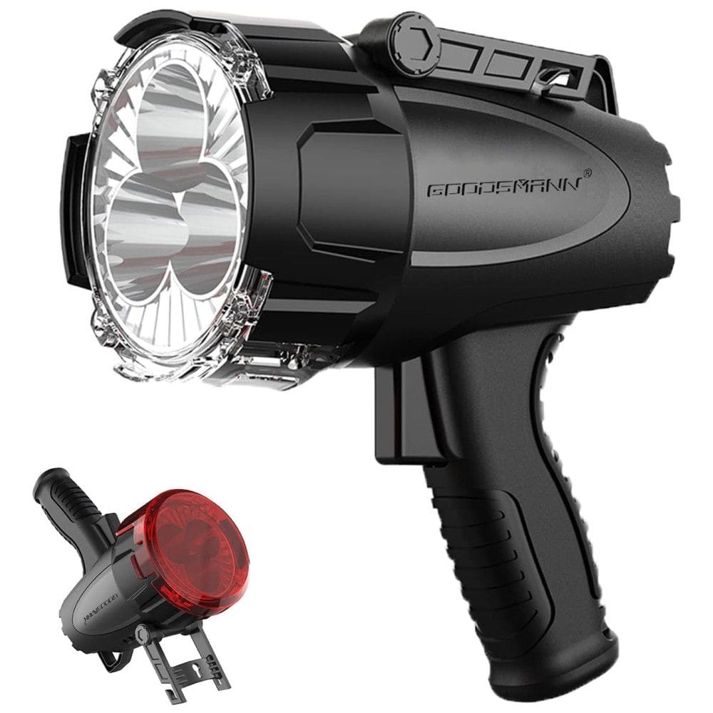 Lanterna LED Recarregável 6000 Lúmens á Prova d Portátil com Estojo de Transporte e Lente, GOODSMANN, Preto