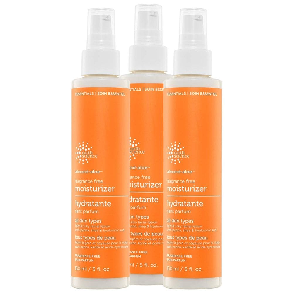 Hidratante Earth Science, sem perfume, amêndoa e aloe, 150 ml x3