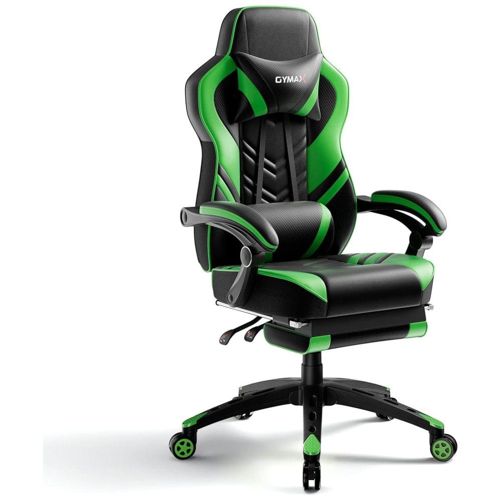 Cadeira Gamer Reclinável e Giratória com Apoio Lombar e Cabeça, POWERSTONE, Preto