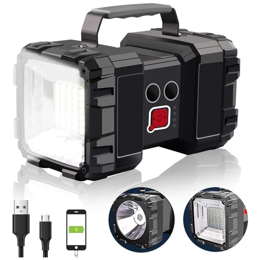 Lanterna LED Recarregável 12000 Lúmens com 4 Modos e Saída USB, ALPSWOLF, Preto