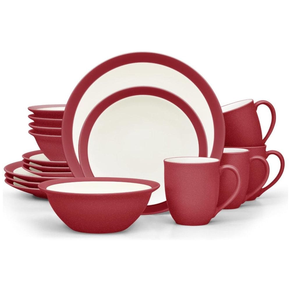 Aparelho de Jantar para Todas as Ocasiões com 16 Peças, Formato Redondo e Material de Cerâmica, Noritake, Vermelho