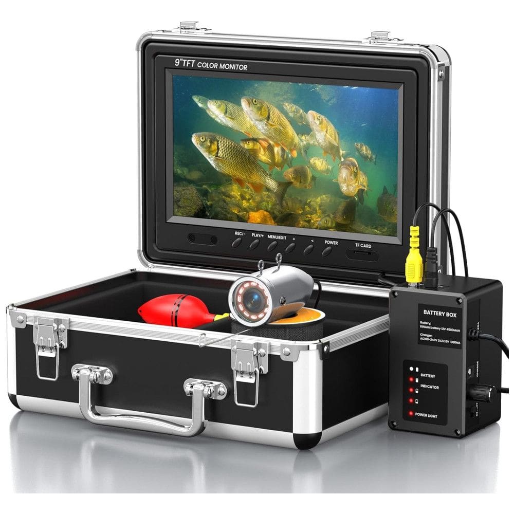 Câmera de Pesca Subaquática Portátil à Prova d com Monitor e Luzes Infravermelhas, Cabo 15 M, EYOYO, Preto